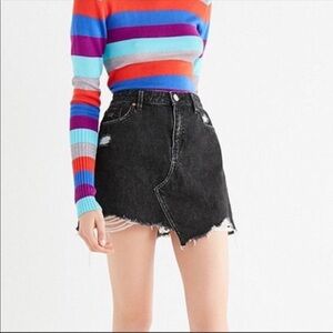 BDG Urban Outfitters black distressed jean skirt
